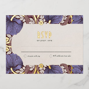 Elegante floral Lavender Wedding RSVP Card Folie Einladungspostkarte