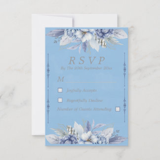Elegante Floral Light Blue RSVP Karte