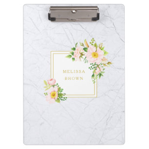 Elegante Floral Marmor Chic Trendige Pastell Klemm Klemmbrett