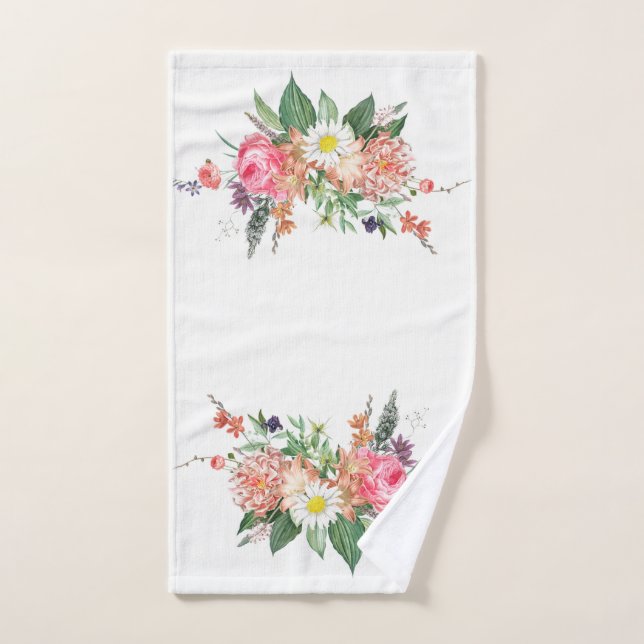 Elegante Floral Monogram Chic farbenfroh Badhandtuch Set (Handtuch)