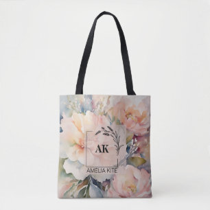 Elegante Floral Monogram Tote Bag - Stilvoll!