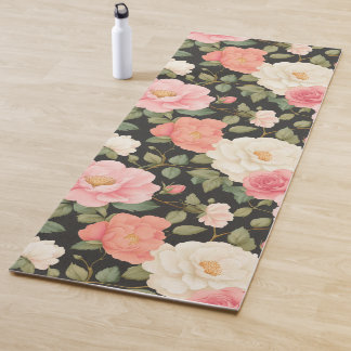 Elegante Floral Noir Florale Pastellrosa Elfenbein Yogamatte