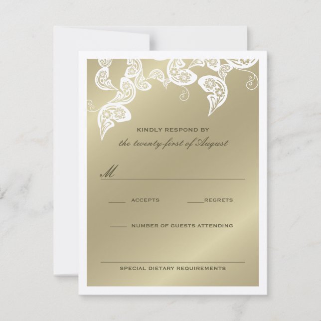 Elegante Floral Peacock White Wedding RSVP Card Karte (Vorderseite)