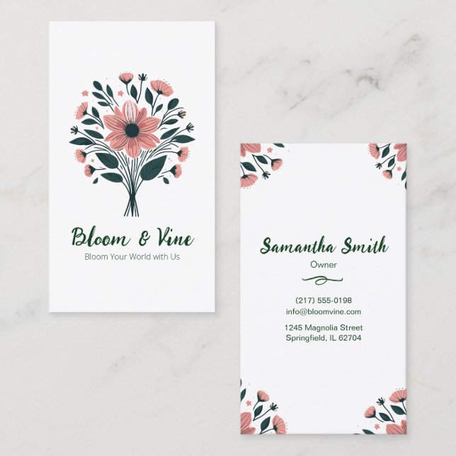 Elegante Floral Personalize Business Card Visitenkarte (Vorne/Hinten)