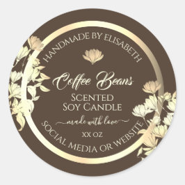 Elegante Floral Product Packaging Labels Gold Brow Runder Aufkleber