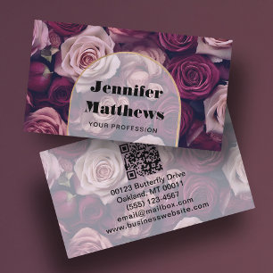 Elegante floral Rose QR Code Business Card Visitenkarte