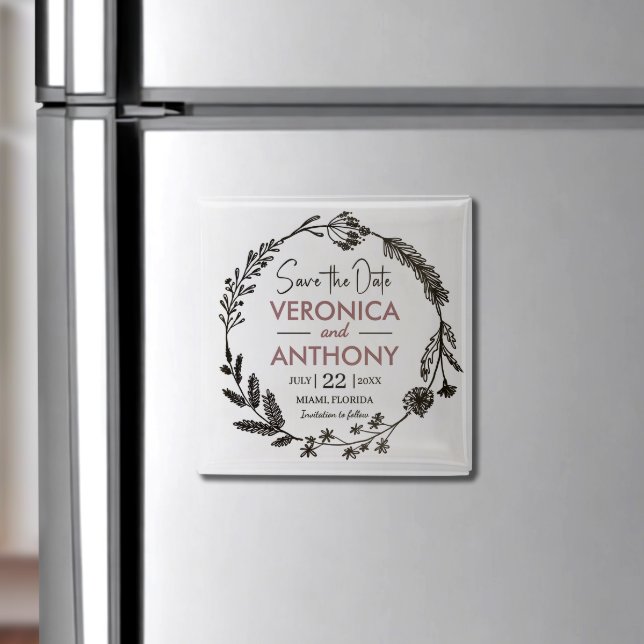 Elegante Floral Save the Date Magnet (Personalize this floral save the date magnet—easy to display and a perfect reminder for your guests!)