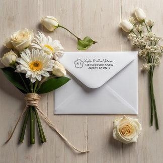 Elegante Floral Simple Wedding Rücksendeadresse Permastempel