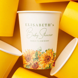 Elegante Floral-Sonnenblumen-Baby-Party Pappbecher