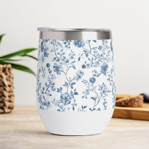 Elegante Floral Toile Blau und Weiß im Vintage-Sti