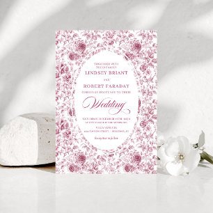 Elegante Floral Toile de Jouy Hochzeits-Einladung Einladung