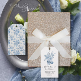 Elegante Floral Vielen Dank Blue White Brautparty Geschenkanhänger