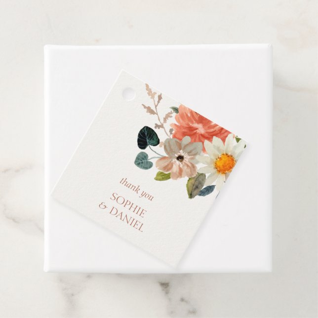 Elegante Floral Watercolor Couple Initials Hochzei Geschenkanhänger (Beispiel)