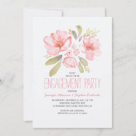 Elegante Floral Watercolor Engagement Party Einladung