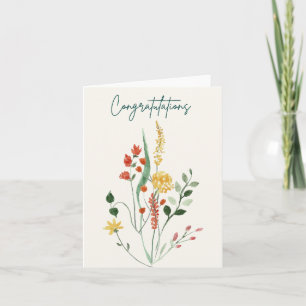 Elegante Floral Watercolor Herzlichen Glückwunsch  Karte