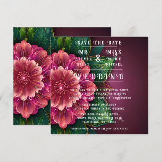Elegante Floral Wedding Invitation Suite Save The Date