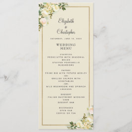 Elegante Floral Wedding Rose Gold Frame Eggshell Menükarte