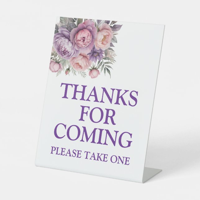 Elegante floral weichen Pastellfarben Vielen Dank  Sockelschild (Vorderseite)