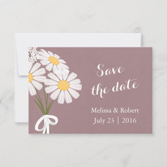 Elegante Floral White Daisies Save the Date Hochze (Vorderseite)