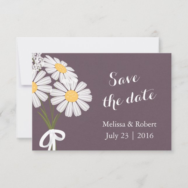 Elegante Floral White Daisies Save the Date Hochze (Vorderseite)