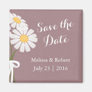 Elegante Floral White Daisies Save the Date Hochze Magnet