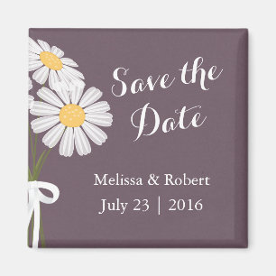 Elegante Floral White Daisies Save the Date Hochze Magnet