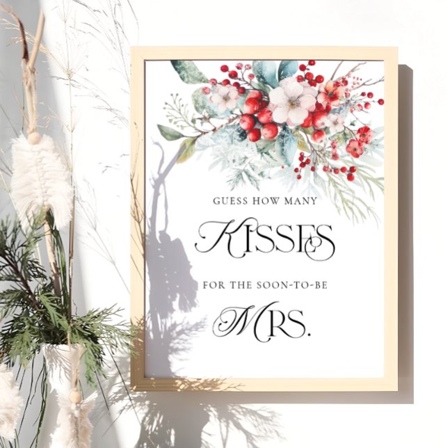 Elegante Floral Wie viele Kisses Brautparty Game Poster (Von Creator hochgeladen)