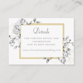 Elegante floral Zeichnend Gold Script QR Code Hoch Begleitkarte