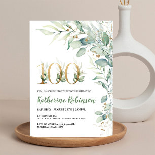 Elegante Florale 100. Geburtstagseinladung für sie Einladung