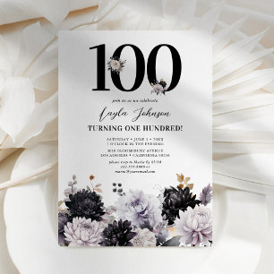 Elegante Florale 100-Jahre-Geburtstagsfeier Einladung