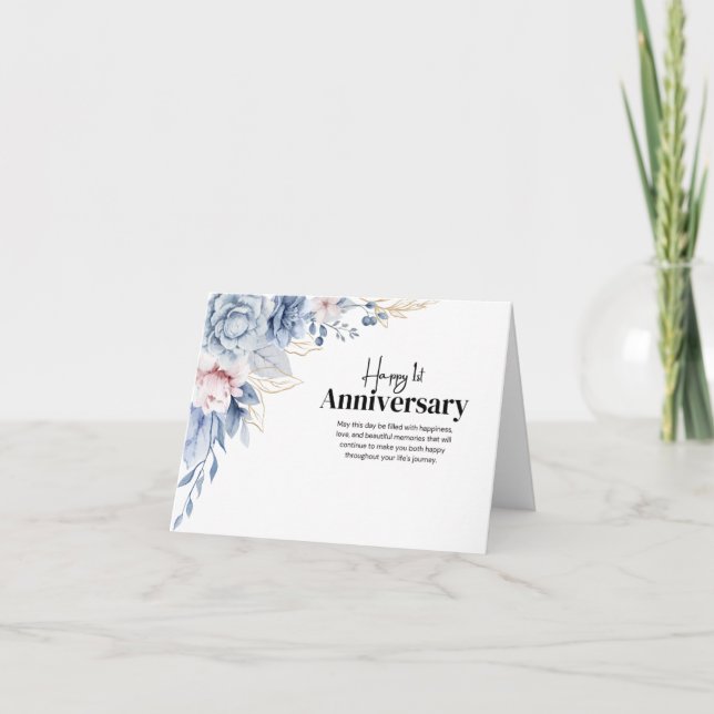 Elegante florale 1. Hochzeitskarte Karte (Vorderseite)