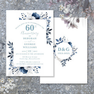 Elegante Florale 60. Diamantene Hochzeit  Einladung