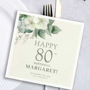 Elegante florale 80. Geburtstagsfeier Serviette