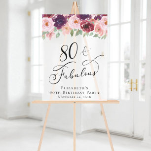 Elegante florale 80. Geburtstagsparty Willkommen M Acrylschild