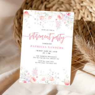 Elegante florale Abschiedsparty in blassem Rosa Einladung