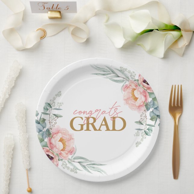 Elegante florale Abschluss-Papierplatten Pappteller (Hochzeit)