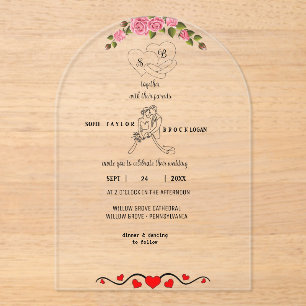 Elegante florale Acryl-Hochzeitseinladung mit Mono Acryleinladungen