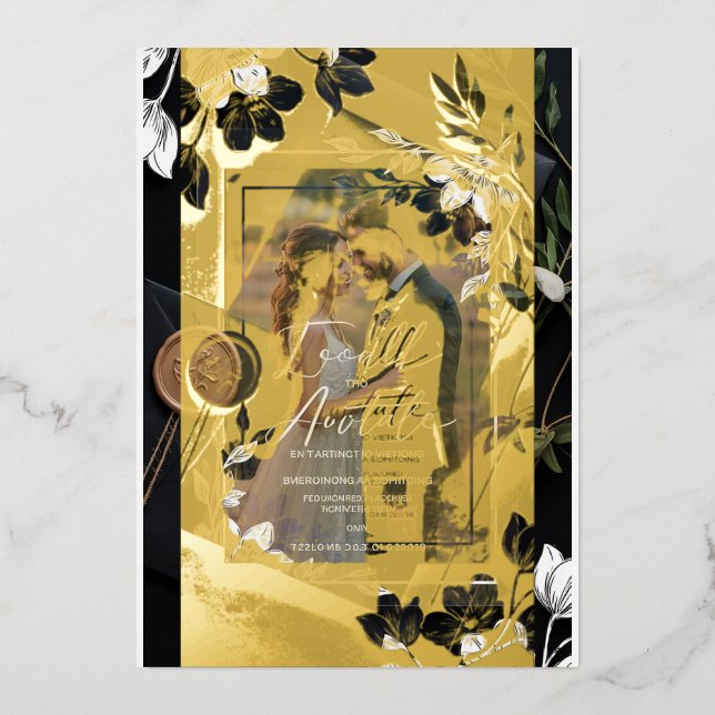 Elegante florale Akryllische Hochzeitseinladung mi Folieneinladung (Vorderseite)