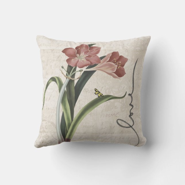 "Elegante florale Amaryllis und Script-Design-Kiss Kissen (Rückseite)