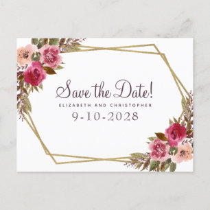 Elegante Florale Aquarell Hochzeit Vorabinformatio Ankündigungspostkarte