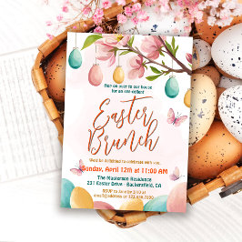 Elegante florale Aquarell-Ostersuche & Osterbrunch Einladung