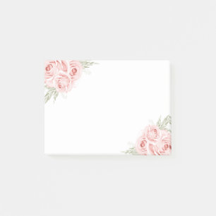Elegante Florale Aquarell Shabby Chic Rosa Rose Post-it Klebezettel