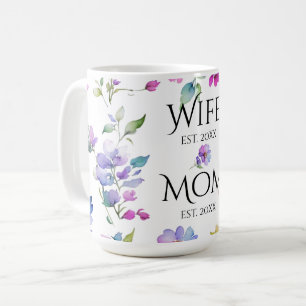 Elegante florale Aquarellfarben Wildblumen Mama Eh Kaffeetasse