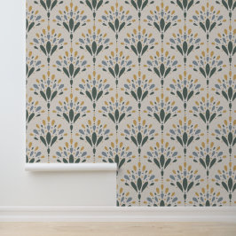 Elegante florale Art Deco botanische Volkskunst Tapete