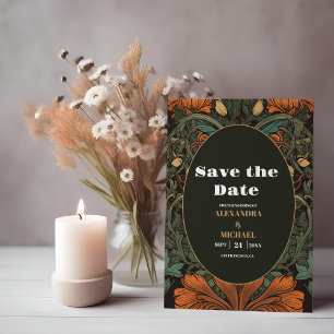 Elegante florale Art Nouveau-Hochzeit Save The Date
