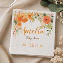 Elegante florale Baby-Shower-Papier-Servietten