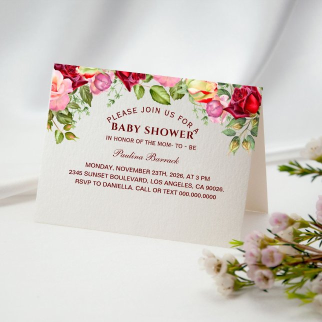 Elegante florale Babydusche geklappt Einladung (Von Creator hochgeladen)