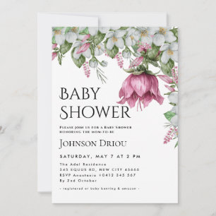 Elegante florale Babyparty-Einladung Einladung