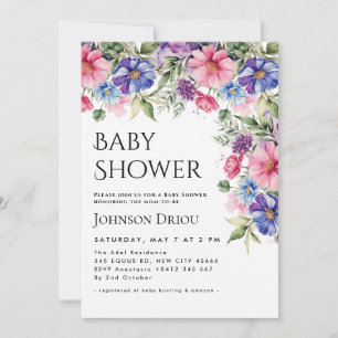 Elegante Florale Babyparty-Einladung Einladung