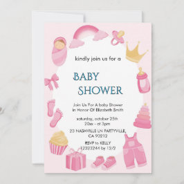 Elegante florale Babyparty-Einladung Einladung